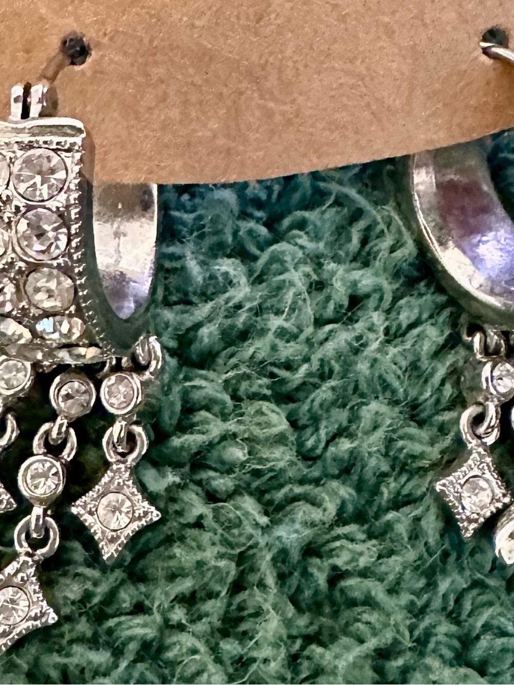 Vintage Simply Vera Vera Wang Rhinestone Hoop Tassel Dangle Earrings